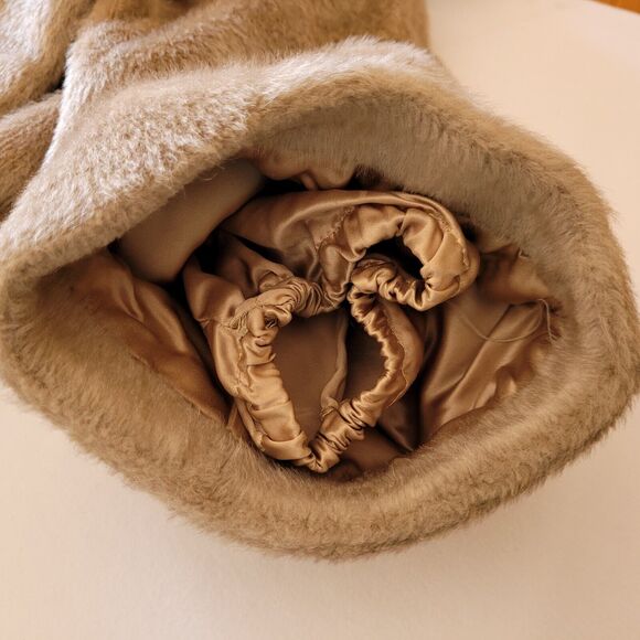 Vtg Brazotta Fur Collar Coat Tan 1950s Women’s M L Mad Men Classic Read 42" Long - Picture 11 of 15